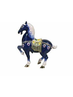 vtg CLOISONNE horse equine Asian 6'x5' trinket box for jewelry pills first teeth